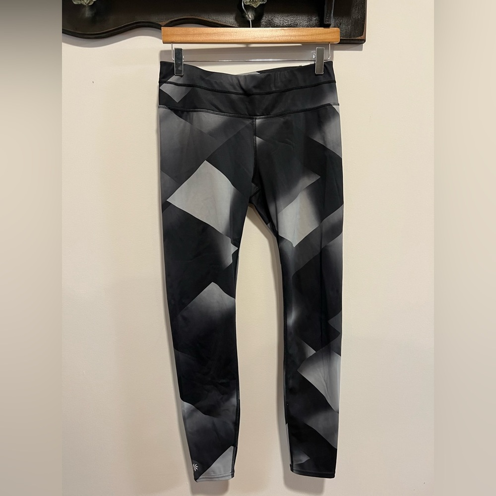 Athleta Black and Gray Geometric Leggings - Medium